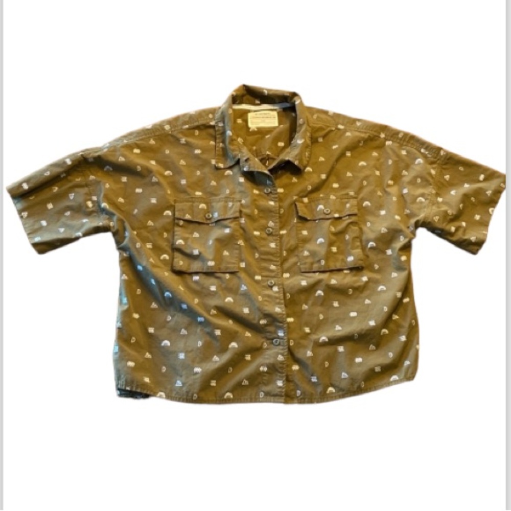 REI Cooperative green boxy short sleeve shirt size large gender neutral
